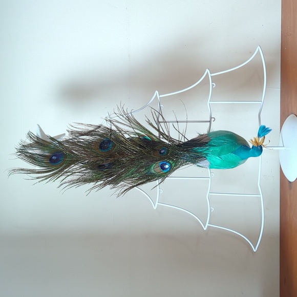 Peacock Christmas Tree Ornament Ombre Blue With Sparkled Feathers - Picture 3 of 5